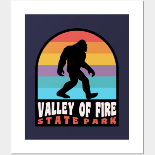 Valley of Fire State Park Bigfoot Sasquatch Retro Sunset Posters and Art